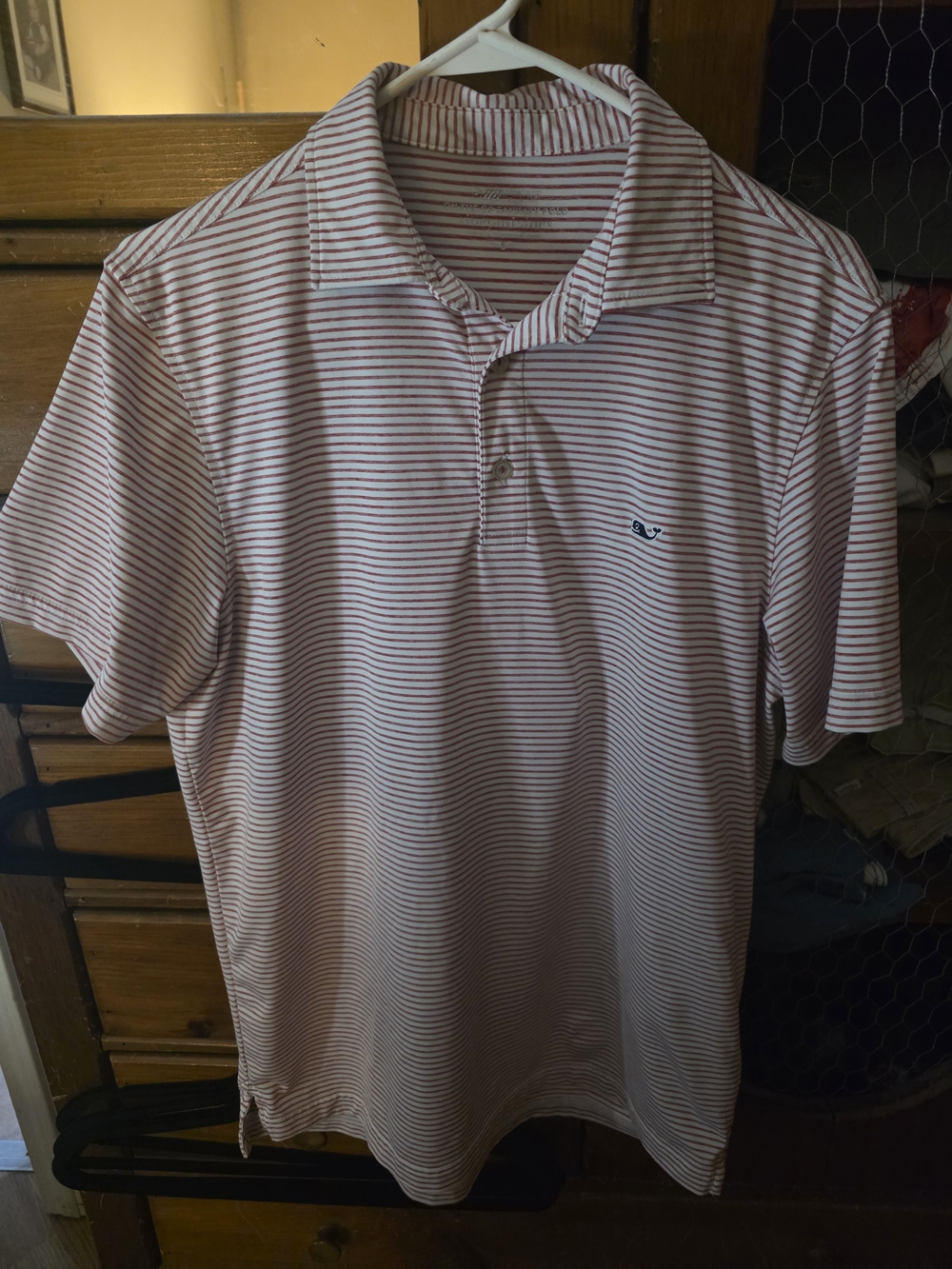Vineyard Vines Men's Red and White Striped Polo